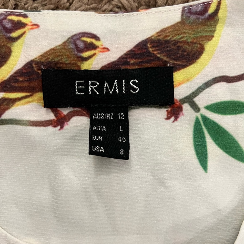 Designer unique boutique ERMIS sleeveless jumpsuit ROMPER birds bees floral Lg - Picture 5 of 7